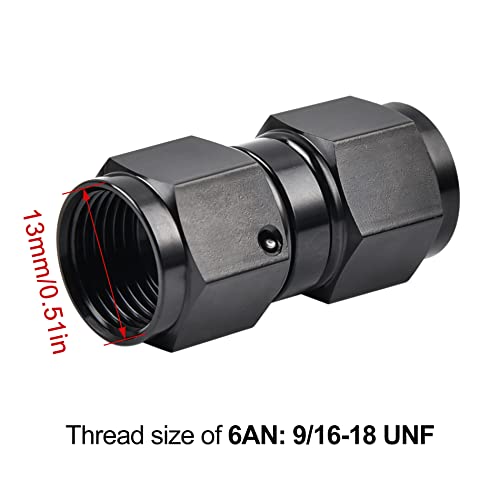 EVIL ENERGY 6AN Female to 6AN Female Straight Swivel Coupler Union Fitting Adapter Aluminum Black 2PCS - Image 3