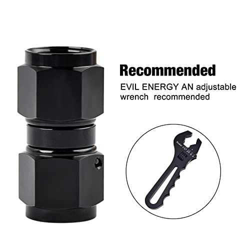 EVIL ENERGY 6AN Female to 6AN Female Straight Swivel Coupler Union Fitting Adapter Aluminum Black 2PCS - Image 4