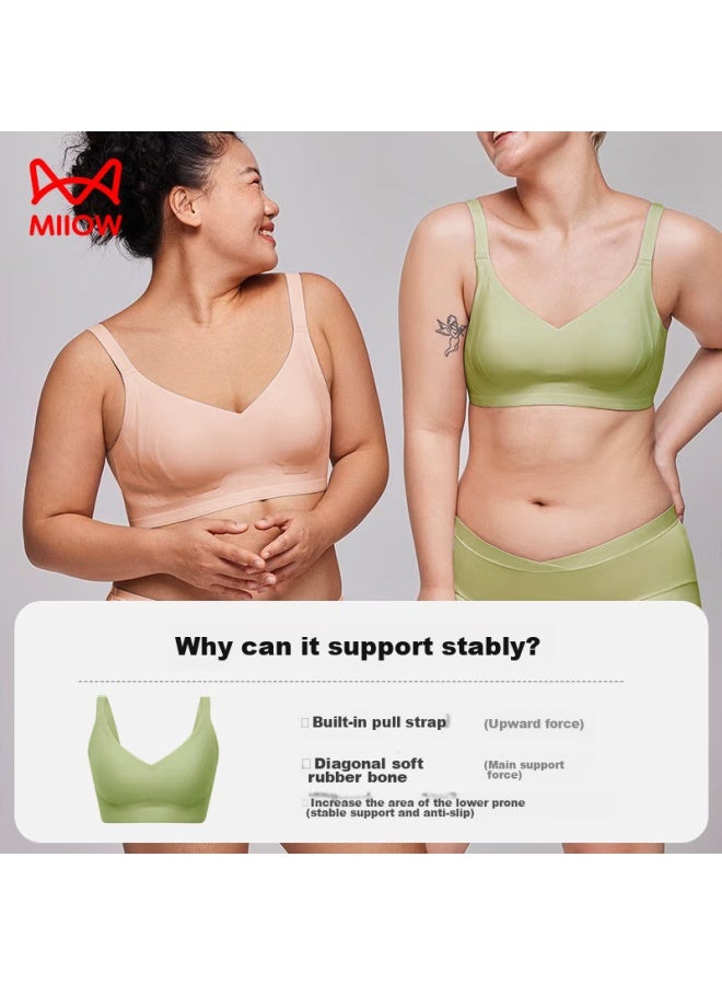 MIIOW Miiow Seamless Bra For Women, Large Bust Minimizer, Rabbit Ear Cups, Push-up, Wireless, Sexy, Plus Size Brassiere, Green, Size 38 - Image 5