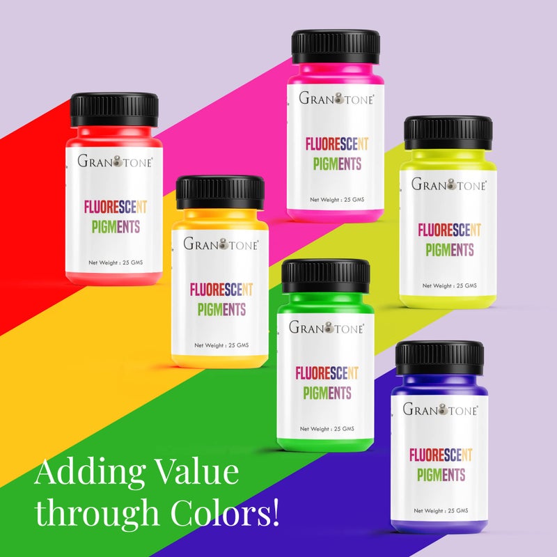 Granotone Fluorescent Pigments - Set of 6 Vibrant Colors for Artwork & Crafts - Easy-to-Use Pigments, for Resin Art | Jesmonite | Concrete | White Cement (Pack of 6/25 Grams Each) - Image 4