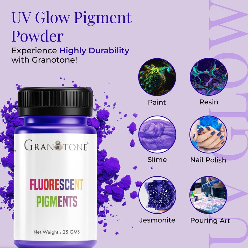 Granotone Fluorescent Pigments - Set of 6 Vibrant Colors for Artwork & Crafts - Easy-to-Use Pigments, for Resin Art | Jesmonite | Concrete | White Cement (Pack of 6/25 Grams Each) - Image 5