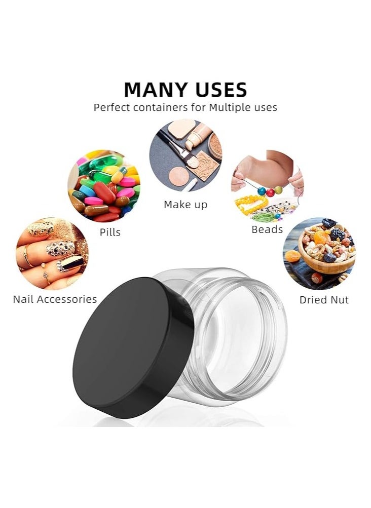 ORiTi 10-Piece Nail Art Plastic Storage Jar Black/Clear  - Image 3