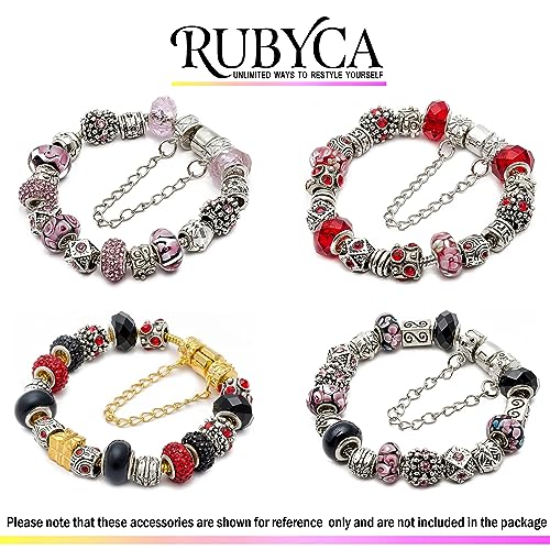 RUBYCA Murano Faceted Beads for Jewelry Making Glass Beads for Bracelets Making Charms European Silver Core Lampwork Spacer Craft Large Hole Bulk 50 Pcs Mix - Image 4