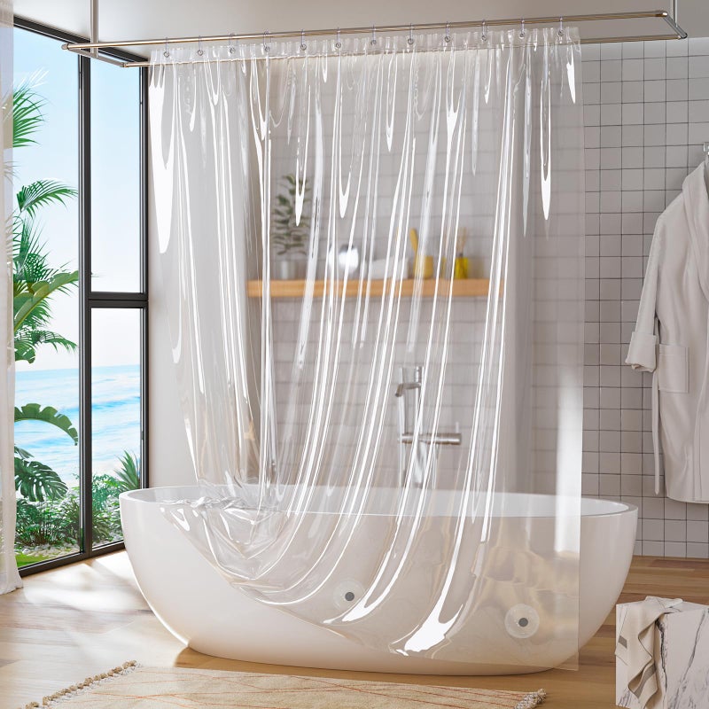 Titanker Clear Shower Curtain Liner, Plastic Shower Liner PEVA 72 x 72 Lightweight Waterproof Shower Curtains for Bathroom with Magnets and Rustproof Grommets - Image 4