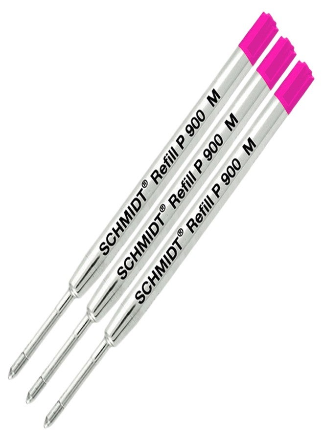 Lanier Pens Schmidt P900 Parker Style Ballpoint Pen Metal Body Refill Magenta Ink Medium Tip 0.7mm Stainless Steel Tip - Pack of 3 - Image 1