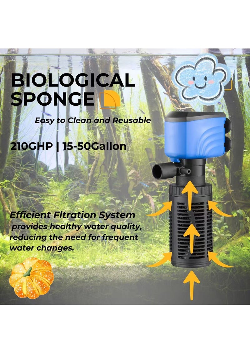 Angmei Aquarium Filter, Internal Fish Tank Filter 6w Fish Tanks, 400GPH Turtle Tank Filter, Whisper Aquarium Pump & Filter, Suitable for Freshwater and Saltwater - Image 3