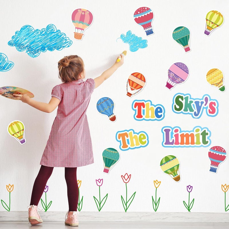 TaoBary 68 Pcs Hot Air Balloon Bulletin Board Cutouts Back to School Colorful Hot Air Balloons Accents Paper Cutouts Classroom Themes Decoration Sets for Name Tag Bulletin Board Locker Decor Teacher Birthday - Image 5
