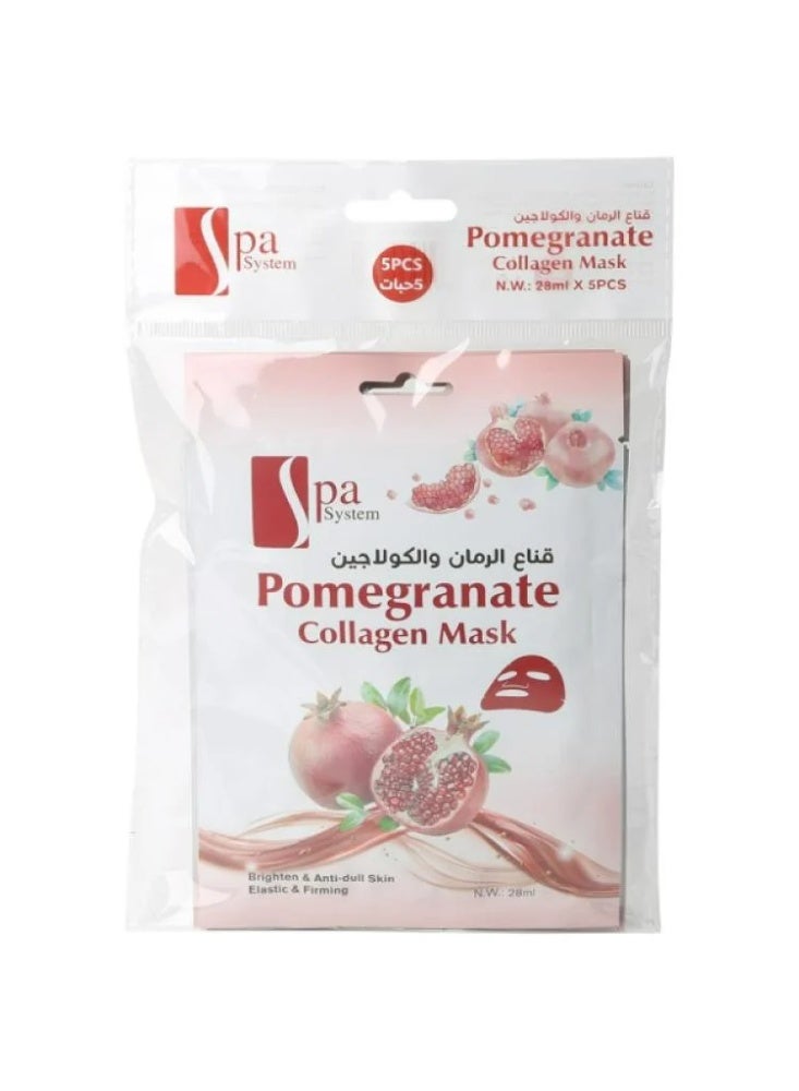 Spa System Pomegranate & Collagen Face Mask - 28ml × 5 pcs