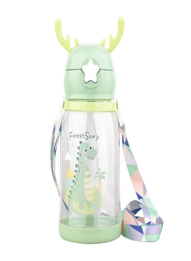 Evvorio BPA Free Cartoon Designed Plastic Sipper Water Bottle for Kids and Toddlers, 600ml, 1 Piece, Green - Image 1
