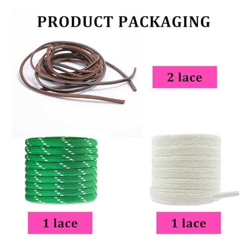 NDTEZUGT Mixed Color Round Shoe Laces for Miu Miu Sneaker, Flat Leather Shoelaces Replacement Laces kit (Multicolor-Green) - Image 2