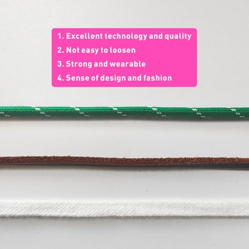 NDTEZUGT Mixed Color Round Shoe Laces for Miu Miu Sneaker, Flat Leather Shoelaces Replacement Laces kit (Multicolor-Green) - Image 3