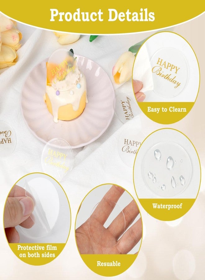 Wolpark 20 Pcs 2 Inch Round Blank Clear Acrylic Cupcake Toppers with 20 Pcs Stickers Mini DIY Circle Cake Toppers for Birthday Party Baby Shower Wedding Cupcake Decorations Independence Day - Image 3