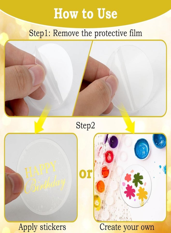Wolpark 20 Pcs 2 Inch Round Blank Clear Acrylic Cupcake Toppers with 20 Pcs Stickers Mini DIY Circle Cake Toppers for Birthday Party Baby Shower Wedding Cupcake Decorations Independence Day - Image 4