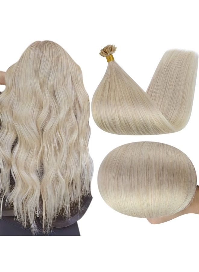 Full Shine Fusion Tip Extensions 18 Inch U Shape Keratin Tips Remy Brazilian Hair Color 60 Platinum Blonde Fusion Extensions U Tip Human Hair Extension 1g Per Strand 50 Gram - Image 1