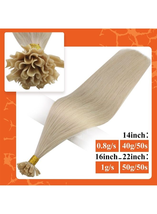 Full Shine Fusion Tip Extensions 18 Inch U Shape Keratin Tips Remy Brazilian Hair Color 60 Platinum Blonde Fusion Extensions U Tip Human Hair Extension 1g Per Strand 50 Gram - Image 2