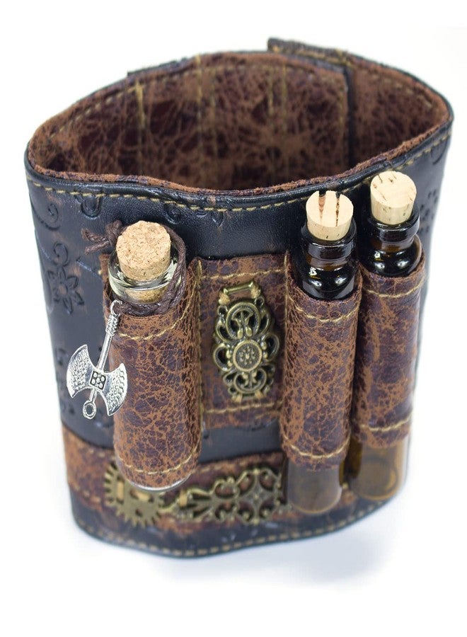 SUMGOGO Arm Bracer Cuff Armband Wrist Guard Armor Medieval Witch Wizard Magic Cork Potion Bottle Lolita Cosplay LARP Costume Accessory Decor (Coffee) - Image 2