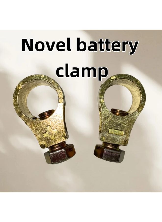 1 قطعة من النحاس موصل طرف البطارية الإيجابي السلبي مشبك بطارية السيارة النحاسي النقي - Image 4