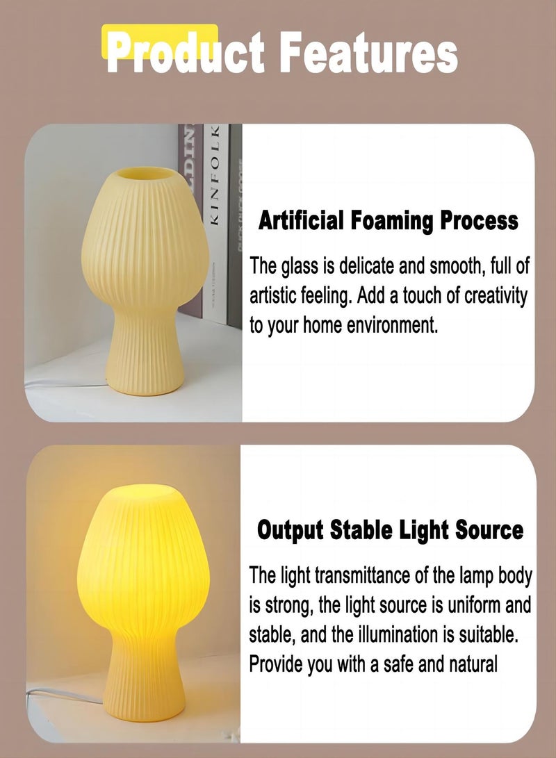 Sharpdo Tulip Table Lamp,3 Color Dimmable Modes  Glass Bedside Table Lamp, Night Lamps, Cute Small Nightstand Desk lamp for Home Decor, Study, Living, Bedroom, Gift，Bulb Included (D15cm*H19cm) - Image 3