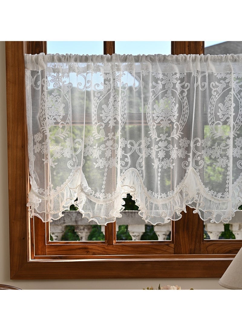 Arch Scalloped Lace Curtain Multiple Sizes Rodless Semi Shade Valance for Kitchen Living Room Window Decor - Image 4
