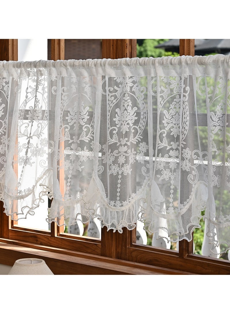 Arch Scalloped Lace Curtain Multiple Sizes Rodless Semi Shade Valance for Kitchen Living Room Window Decor - Image 2