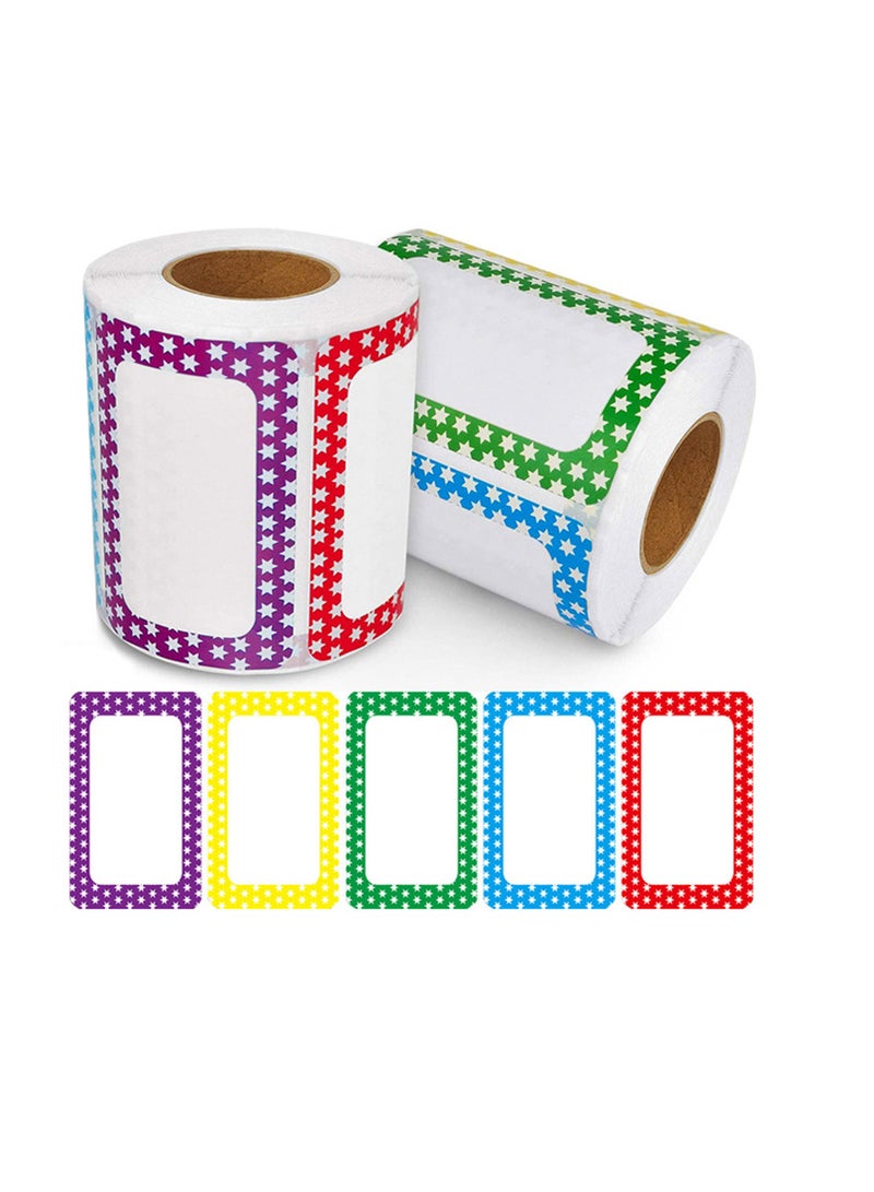 SUNSAR 300 sheets Tag Labels Stickers, Colourful Name Labels, Sticky Label Stickers, Border Stickers(8.9X5.8cm, 5 Colors) - Image 1
