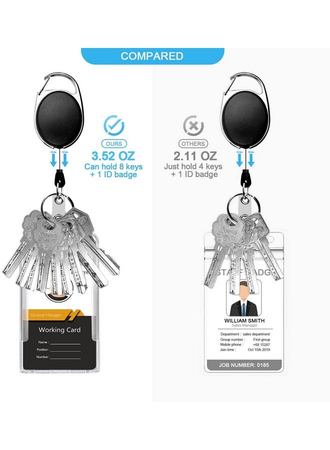 Teskyer 2 Pack Heavy Duty Retractable Badge Reel Clip With Hard Plastic Clear Badge Holders Holding 2 Pieces Of Id Badge Name Card Vertical Style - Image 2