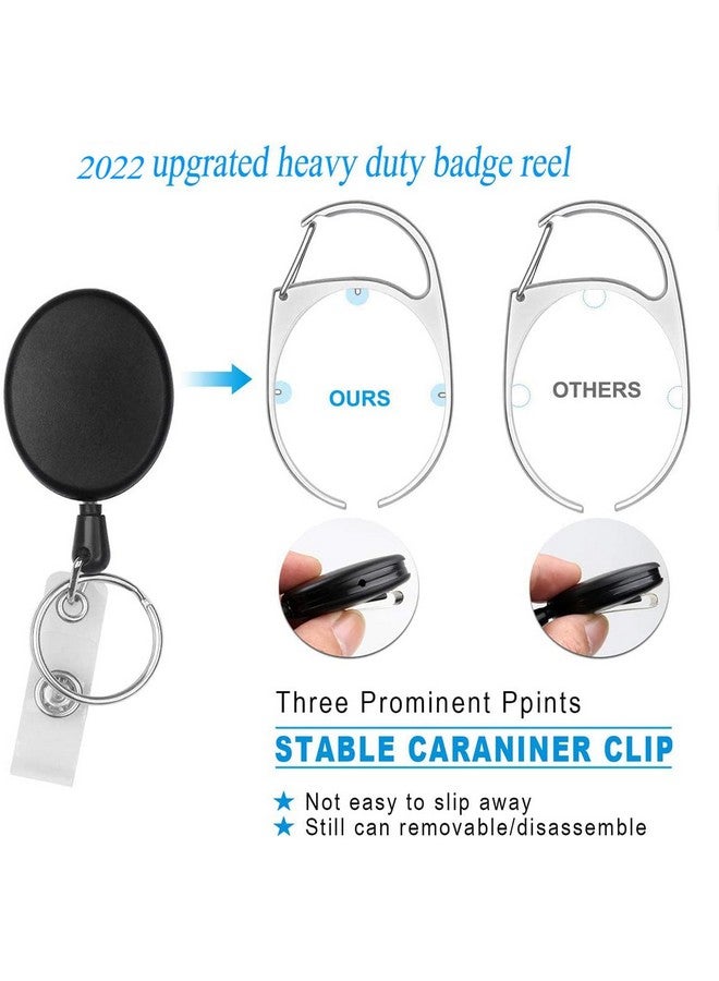 Teskyer 2 Pack Heavy Duty Retractable Badge Reel Clip With Hard Plastic Clear Badge Holders Holding 2 Pieces Of Id Badge Name Card Vertical Style - Image 5