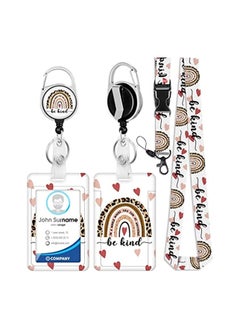 Y&D ID Badge Holder, Holders with Lanyard and Retractable Reel Clip, Rainbow Name Tag Vertical Protector Bage Clips for Nurse Teacher Officer Student  - Image 1