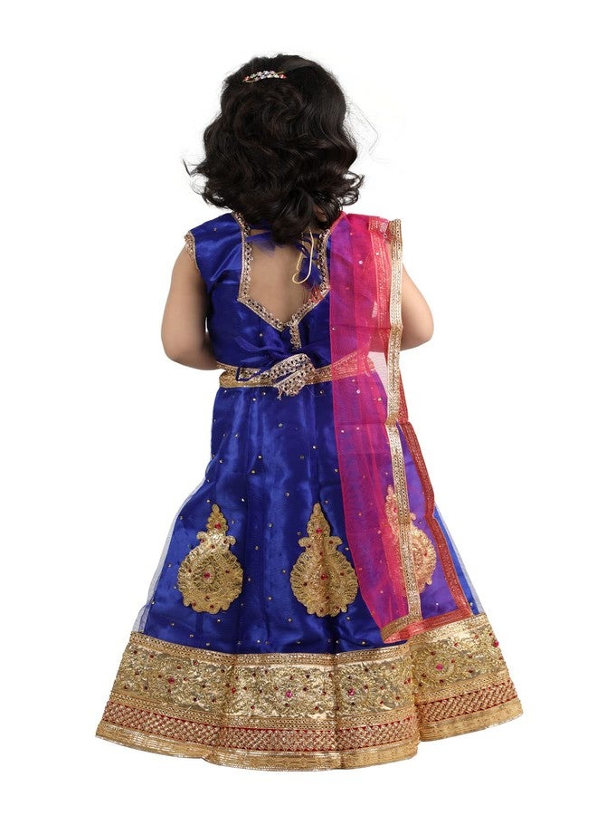 BookMyCostume فستان رادا ليهينغا تشولي للأطفال من بوك ماي كوستوم مع مجوهرات - متميز - أزرق 1-2 سنوات - Image 4