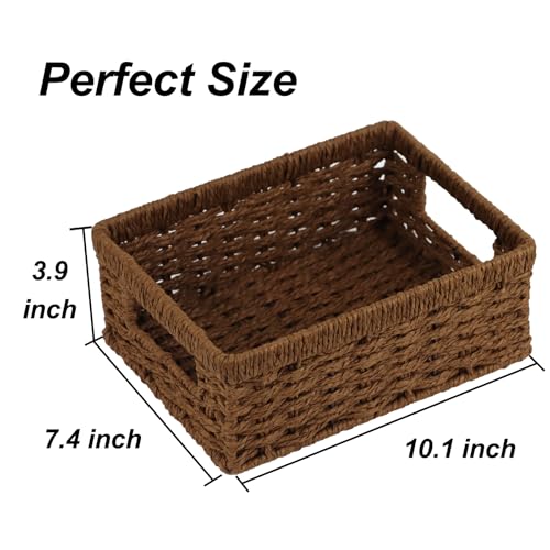 ORDELITE Wicker Baskets, Baskets for Organizing, Rattan Woven Basket for Storage, Organizer Bins with Built-in Handles, Storage Basket for Shelves (Paper Rope, Small) - Image 3