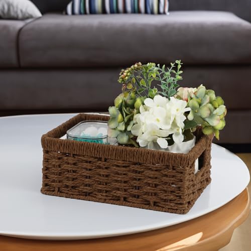 ORDELITE Wicker Baskets, Baskets for Organizing, Rattan Woven Basket for Storage, Organizer Bins with Built-in Handles, Storage Basket for Shelves (Paper Rope, Small) - Image 4