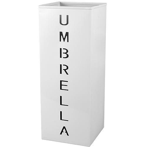 Abizarch Metal Umbrella Stand Holder, 16.5x6.3x6.3inch Square Free Standing Umbrella Rack Decorative Umbrella Holder Bin Multipurpose Walking Sticks Holder for Umbrella Cane Entryway (White) - Image 1