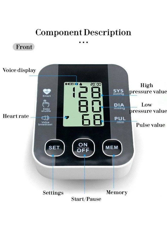 Sisily Arm Blood Pressure Monitor - Digital BP Machine with Voice Broadcast - Large HD Screen, One-Button Operation, Medical Accuracy - Image 2