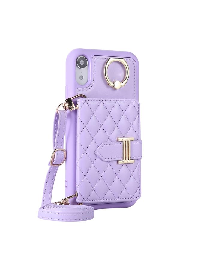 اس-توب جراب لهاتف iPhone XR مع حامل بطاقات أفقي وحلقة وحزام مزدوج - Image 2