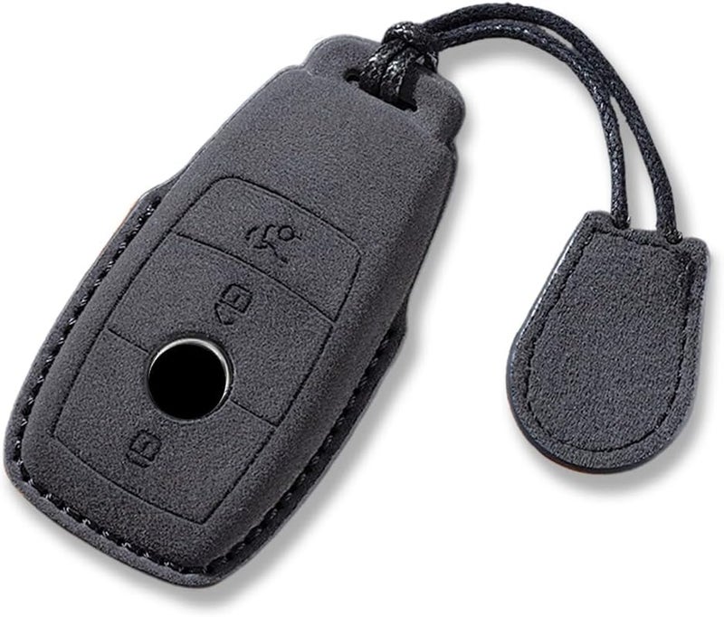 ontto Suede Car Key Fob Cover for Mercedes Models - Black - Image 1