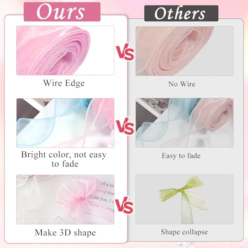 CoolShef 2 Rolls Organza Ribbon | Sheer Chiffon Ribbons for Gift Wrapping, Bouquets, Wedding Decor, Party Craft | Soft Ribbon Roll (4 cm x 9m) - Image 4