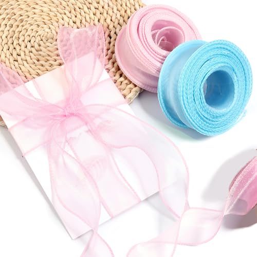 CoolShef 2 Rolls Organza Ribbon | Sheer Chiffon Ribbons for Gift Wrapping, Bouquets, Wedding Decor, Party Craft | Soft Ribbon Roll (4 cm x 9m) - Image 5