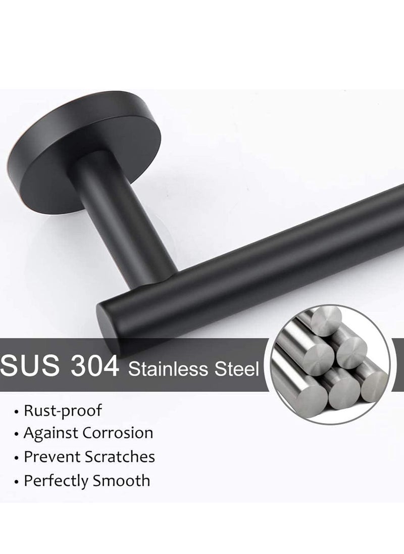 MIXDE Bathroom Hardware Set, Matte Black Bathroom Accessories Set, 304 Stainless Steel Towel Bar Set Wall Mounted Include 16" Bathroom Towel Rack, Toilet Paper Holder and 2 Robe Hooks  - Image 3