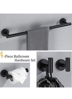 MIXDE Bathroom Hardware Set, Matte Black Bathroom Accessories Set, 304 Stainless Steel Towel Bar Set Wall Mounted Include 16" Bathroom Towel Rack, Toilet Paper Holder and 2 Robe Hooks  - Image 5