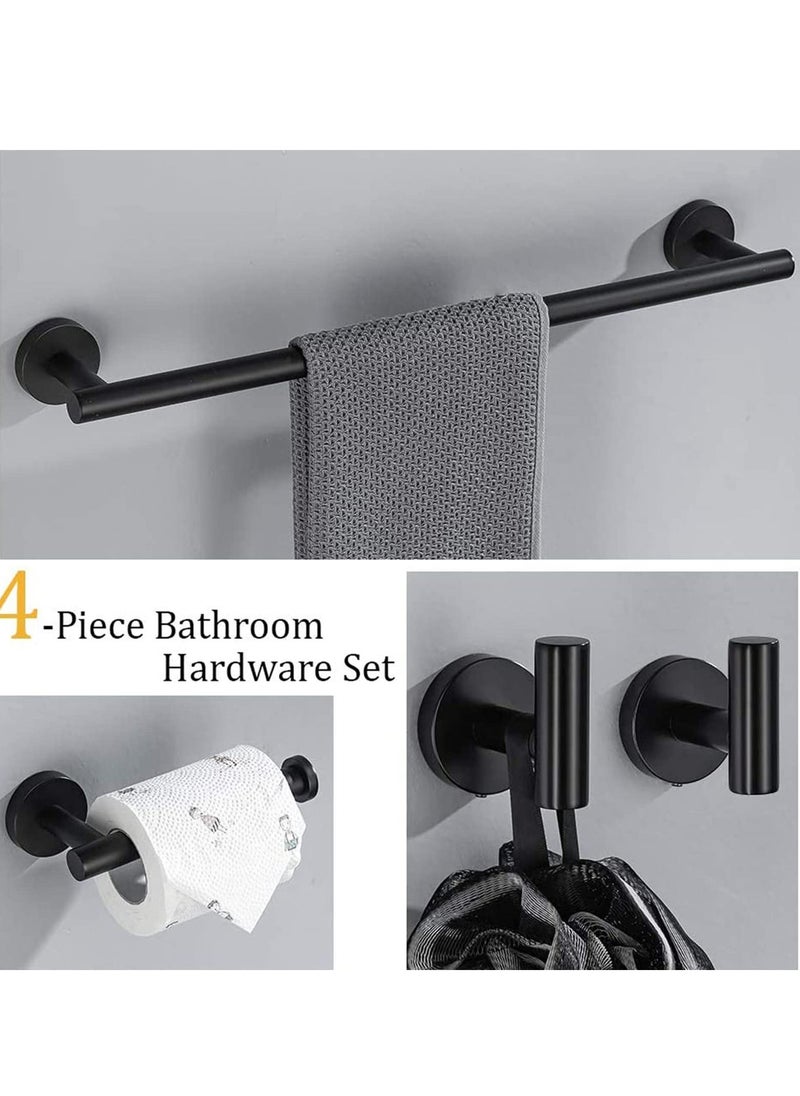 MIXDE Bathroom Hardware Set, Matte Black Bathroom Accessories Set, 304 Stainless Steel Towel Bar Set Wall Mounted Include 16" Bathroom Towel Rack, Toilet Paper Holder and 2 Robe Hooks  - Image 5