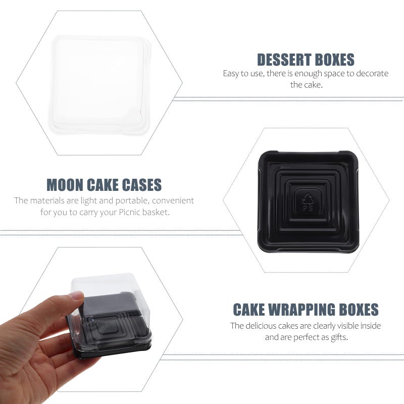 Square Plastic Mooncake Boxes 7 7x7 7x4 2cm 100pcs Dessert Trays Food Storage Containers - Image 4