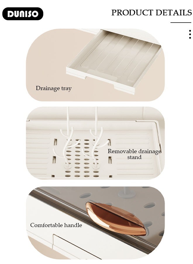 DUNISO Baby Bottle Drying Rack with Lid & Removable Drain Tray – Space-Saving Bottle Storage Organizer, Foldable Baby Cups Rack Holder for Newborns, Pacifiers, Cups, Accessories - Image 3