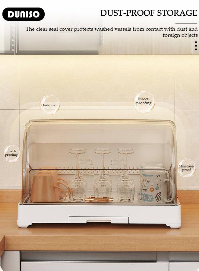 DUNISO Baby Bottle Drying Rack with Lid & Removable Drain Tray – Space-Saving Bottle Storage Organizer, Foldable Baby Cups Rack Holder for Newborns, Pacifiers, Cups, Accessories - Image 4