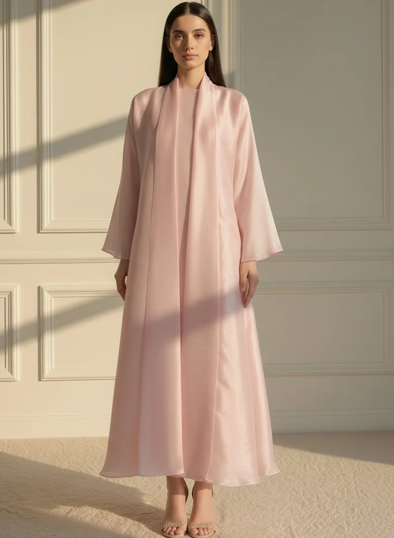 Moistreet Organza Abaya Set with Inner & Headscarf