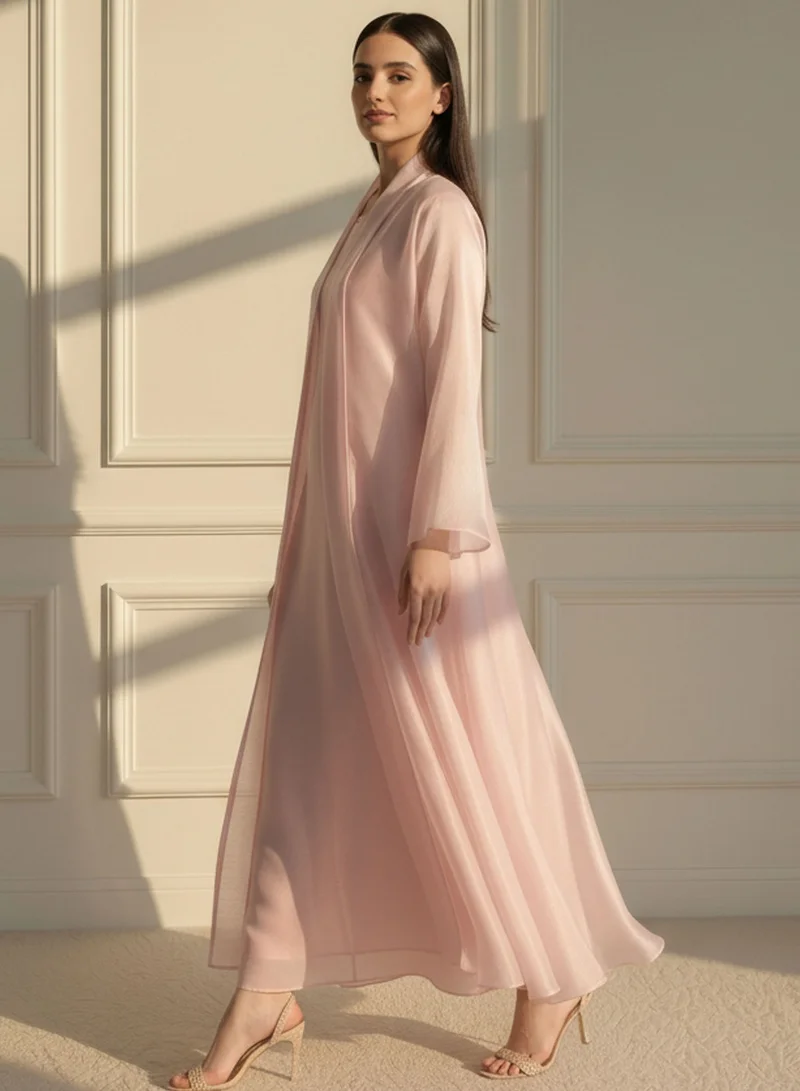 Moistreet Organza Abaya Set with Inner & Headscarf