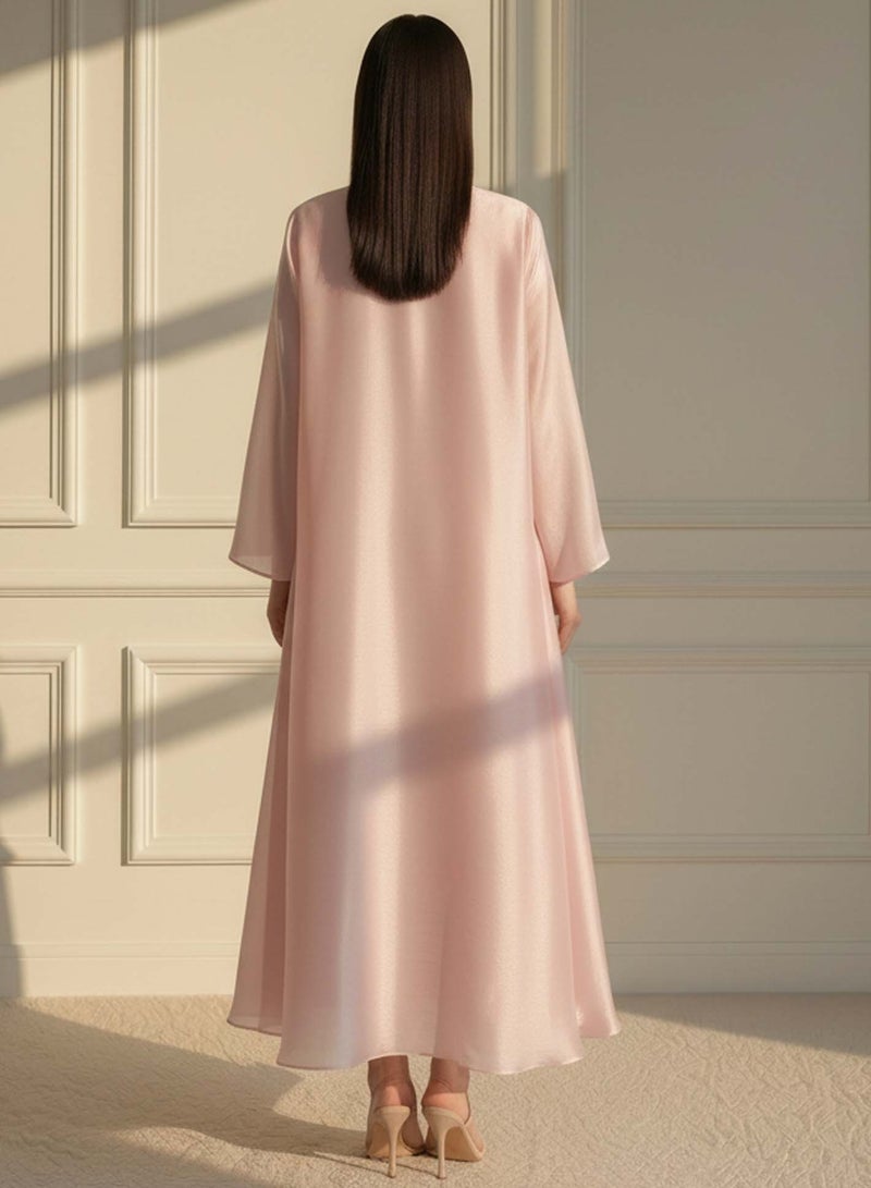 Moistreet Organza Abaya Set with Inner & Headscarf - Image 4