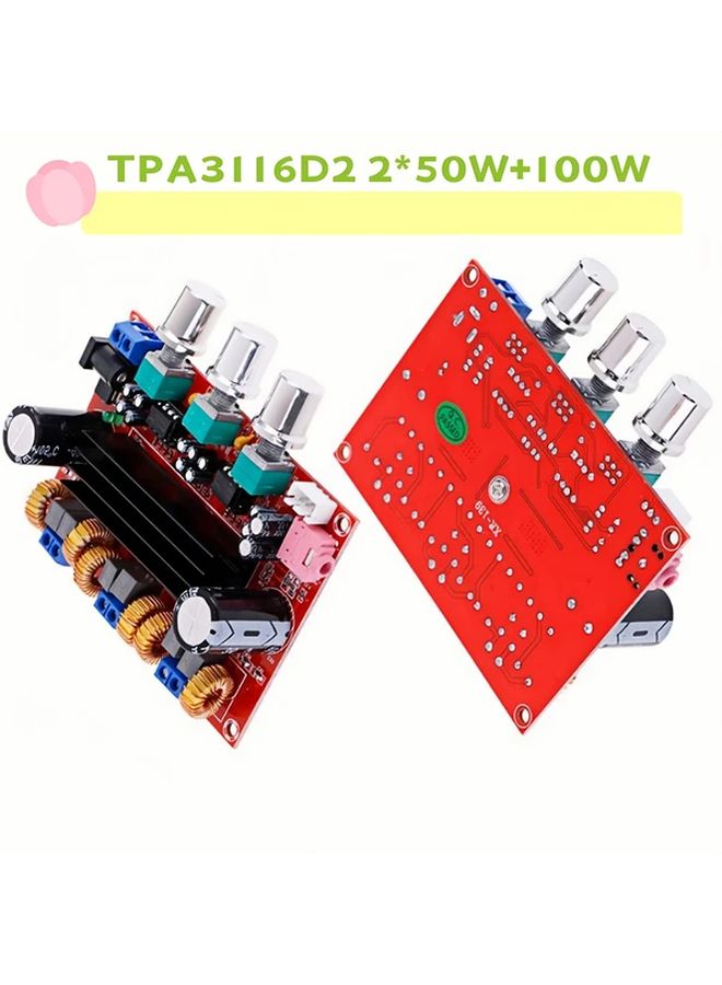 موديل 802 TPA3116D2 2.1 قناة 50 واط 100 واط لوحة مكبر صوت مع ثنائي الفينيل متعدد الكلور النحاسي وغطاء تبريد أحمر - Image 3