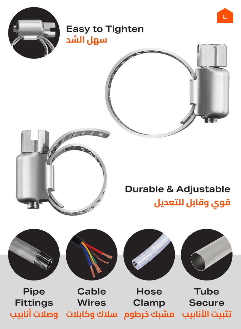 LAWAZIM Hose Clips -14 Piece- Corrosion-resistant Secure Hold Worm Gear Hose Clamp for Hoses Tubes Pipes Cables and Wires - Professional Automotives House Repairs Improvements Plumbing and Water Lines - Image 4