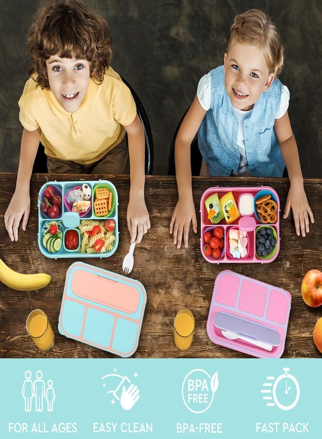 MaMix Bento Lunch Box Adult Lunch Box, Lunch Box Kids, Lunch Containers for Adults/Kids/Students,1300ML-4 Compartment Bento Lunch Box (Pastel blue) - Image 5