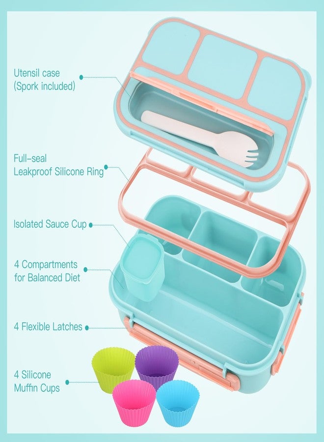 MaMix Bento Lunch Box Adult Lunch Box, Lunch Box Kids, Lunch Containers for Adults/Kids/Students,1300ML-4 Compartment Bento Lunch Box (Pastel blue) - Image 3